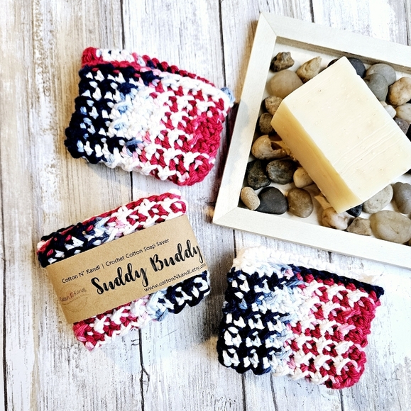 3 Suddy Buddy Soap Savers- Cotton N' Kandi, Handmade Crochet - Picture 1 of 1